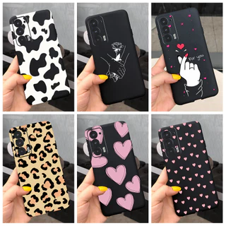 Para Motorola Edge 20 Lite Case Cute Love Heart Cow Pintado Com Coração De Vaca Preto Macio Capa De Silicone Moto Pro 2021 Casing