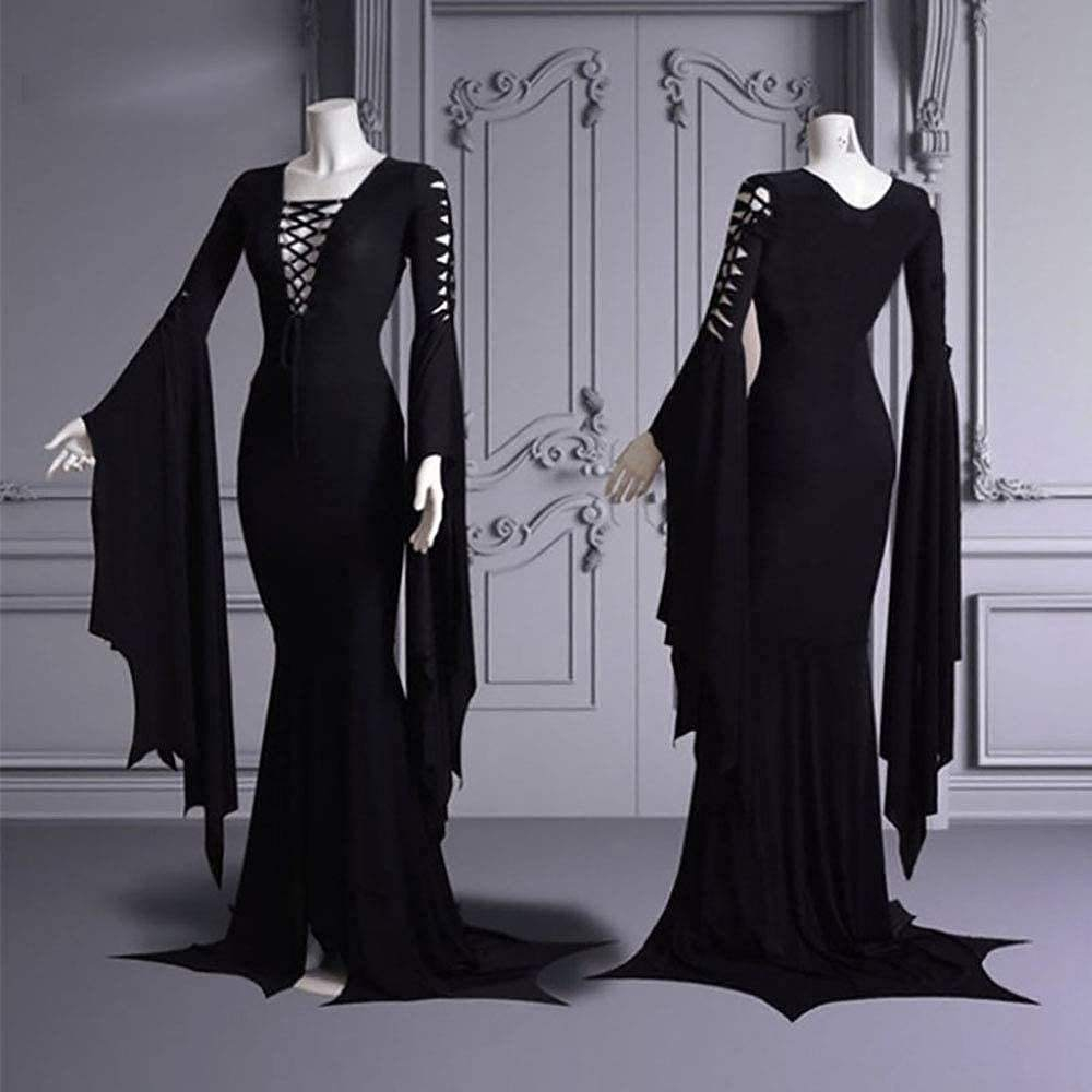 2023 Novo Vestido De Piso Feminino Adulto Gótico Apertado Retro De Bruxa Slim