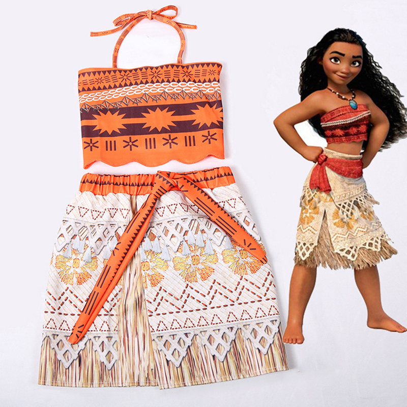 Bebés novos Moana roupas de vestuário desenhos animados de verão Crianças  Moana cosplay princesa vestidos terno Roupa infantil C2073