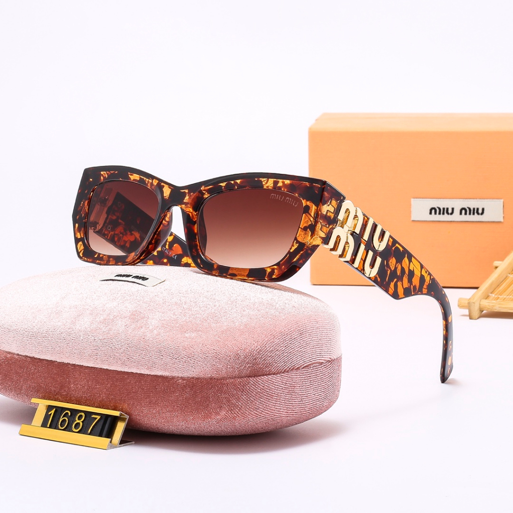 (Desconto Para Primeiras Encomendas) MiuMiu Women's Fashion Sunglasses , Versatile Travel Holiday UV Proof Beach Essential 1687 .