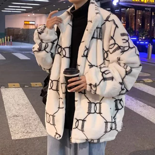Cordeiro Lã Casaco Homens 2 Cores M-2XL Inverno Engrossado Casaco Casual Largo Quente Algodão Jaqueta Homens Mulheres Estilo Contraste