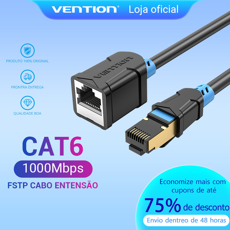 Vention Ethernet Cabo De Extensão De Cabo Blindado Cat6 Rj45 Cantos Macho Para Conector Fêmea Para Router Poe