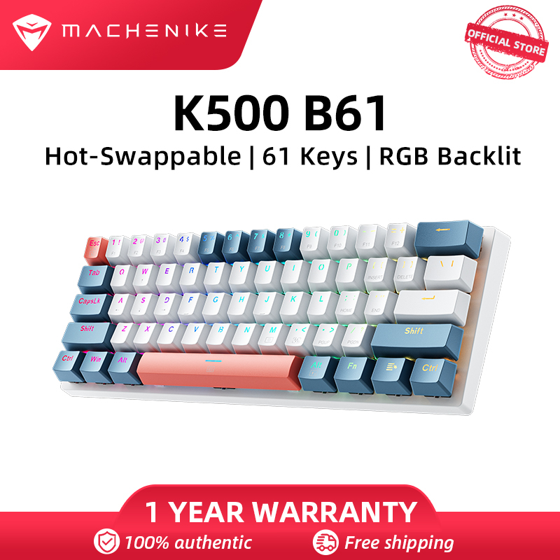 Machenike K500 B61 Teclado Mecânico Com Fio 60 % Teclas RGB Retroiluminado A Quente