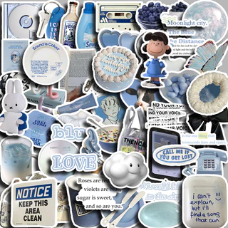 Ins adesivos estilo IKEA adesivos mirtilo frio 55 peças adesivos azuis manual diy capa de telefone copo adesivos decoraç