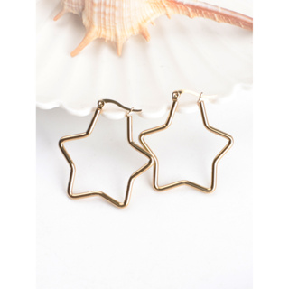 1 Par Ouro Ouro Ouro Aço Inoxidável Cinco pontas Estrela Brincos exclusivos para senhoras Meninas Brincos hipoalergênicos