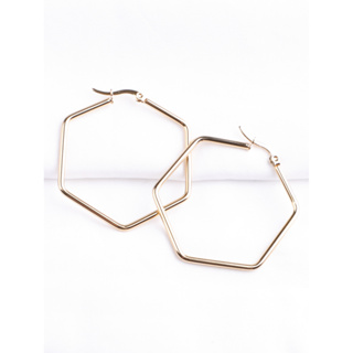 1 Par Brincos Hexagonal de Aço Inoxidável Dourado Brincos Exagerados Exclusivos para Meninas Meninas Brincos Hipoalergênicos