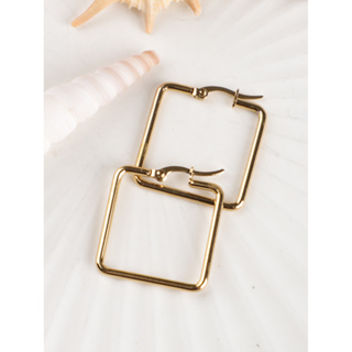 1 Par Brincos de Aço Inoxidável Dourado Quadrado Brincos exclusivos para senhoras Meninas Brincos Hipoalergênicos