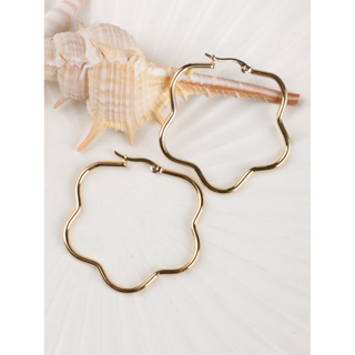 1 Par de Brincos Grandes Brincos Exagerados Exagerados Exclusivos em Forma de Onda de Aço Inoxidável Dourado Meninas Brincos Hipoalergênicos