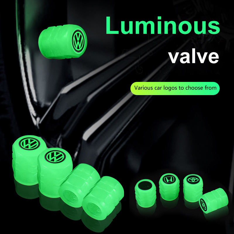 4 Peças Tampa Da Válvula Do Pneu Luminosa Carro Motocicleta Bicicleta Roda Hub Glowing Decoração Auto Styling Acessórios