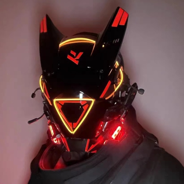 Ready Stock Follow Reduzir Instantâneo O Cyberpunk Glowing Mask Bar Discoteca Festa cosplay Props