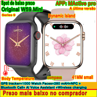 Relógio Smartwatch Original W59 Mini Smart Watch 41mm 1.74 Polegadas Dynamic Island ECG NFC GPS Chamada De Temperatura Corporal Pequeno Mulher