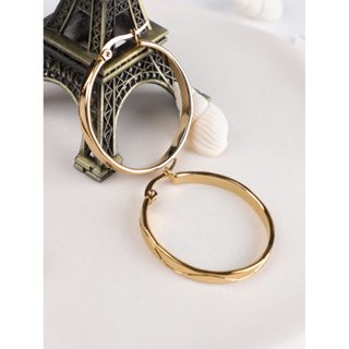 1 Par de Brincos de Aço Inoxidável Dourado com Listras Redondas Exclusivas Brincos Exagerados para Meninas Meninas Hipoalergênicas