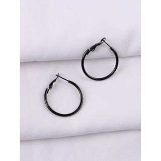 1 Par Brincos Redondos de Aço Inoxidável Preto Círculo de Aço Inoxidável Brincos Únicos Homens Mulheres Meninas Brincos Hipoalergênicos