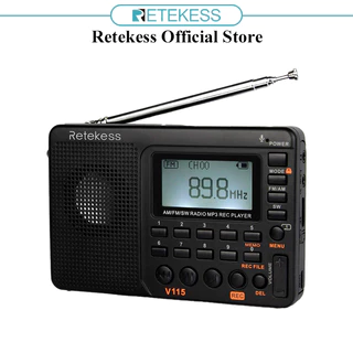 Rádio De Bolso AM FM SW Retekess V115 De Onda Curta Suporte De Alto-Falante Cartão TF Gravador USB REC Tempo De Sono