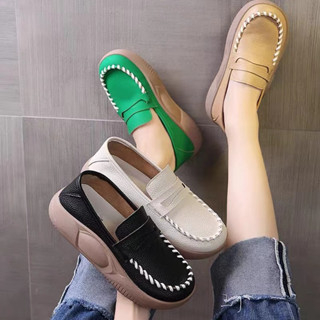 Mocassins Casuais De Sola Grossa Com Mulheres 2023 Primavera E Outono Novos Flats Clássicos De Conforto Macia Feminina Nude Sapato Sola Baixa Moda Confortável