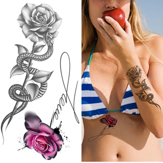 Tatuagem Temporária Preta Adesivos De Feminina Floral Falsa Corporal Arte  Peito sexy Para Meninas Mulher