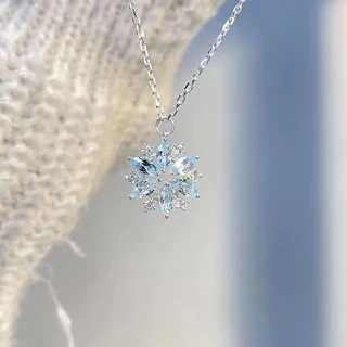 Jóias De Moda Liga De Rhinestone Snowflock Pingente Colar Para Mulheres