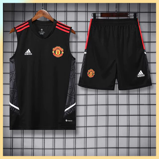 Fato de Colete Preto Fato de Manga Curta com Calção de Bolso Fato de Treino Esportivo de Futebol Fato de Treino Esportivo Masculino Fato de Treino Esportivo Feminino Suor Respirável ao Ar Livre