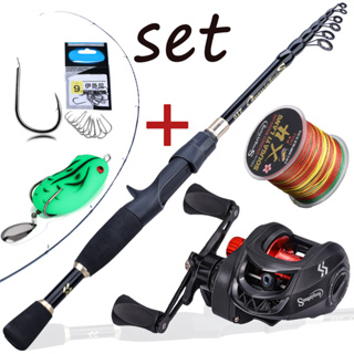 Corte Telescópico De Pesca Sougayilang Combo 1,8-2,4m ultraleve Portátil E Bobina De Isca 7,2 : 1 Arrasto Máximo 10kg