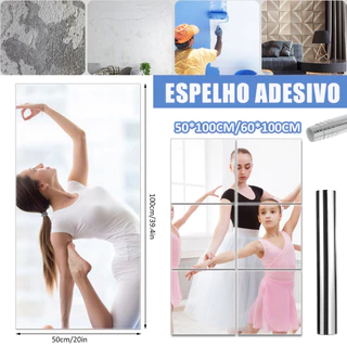 Espelho Adesivo 50x100cm/60*100cm Autoadesivo Para Parede Do Banheiro Autocolantes Espelhos Flexíveis Folhas De Cortáveis De Parede PET Não Vidro para Banheiro Decoração