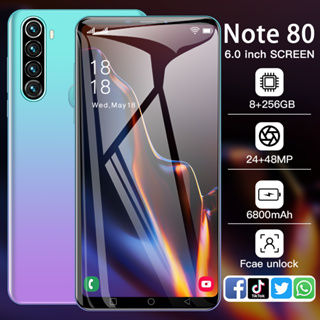 Novo Celular Note80 Telefone De 6 Polegadas 8GB RAM 256GB ROM Barato