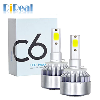 Direal C6 Lâmpadas De Farol Led H1 H3 H4 H7 H11 9005 9006 3000K 4300K 6500K 8000K 25000K 72W 12V Faróis Automáticos