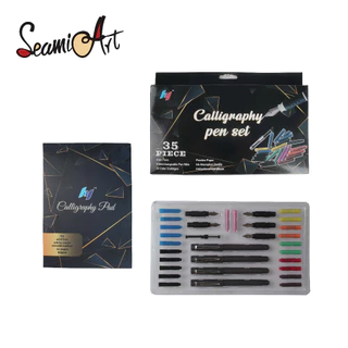SeamiArt 35pcs/Set Conjunto De Canetas De Caligrafia Com Pontas Porta-Caneta Saco De Tinta Colorido Rocker Blotter De Quadrinhos Suprimentos De Arte Papelaria