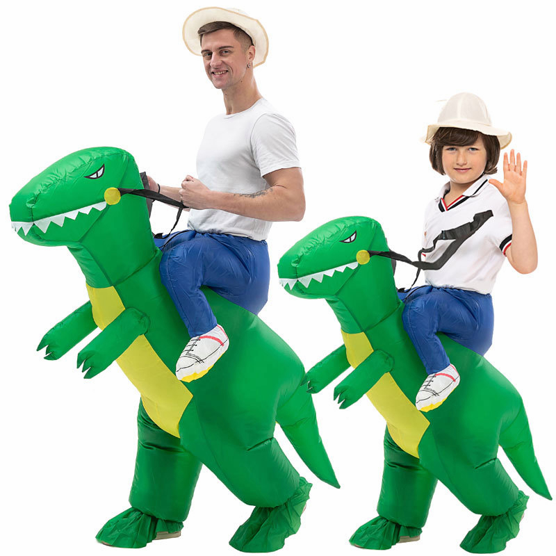 Fantasia de Dinossauro Inflável Casa de Uma Peça Passeio T Rex Air Blow Up  Divertido Vestir Festa Halloween Fantasia Infantil(4-6 anos)