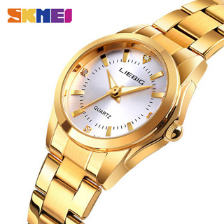 SKMEI Relógio feminino marca quartzo moda à prova d