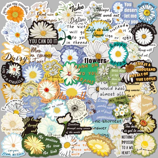 50 folhas pequenas margaridas adesivos inglês manual adesivos bagagem adesivos portátil caso do telefone adesivos diy de