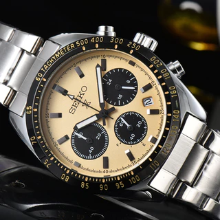 Relógio Cronógrafo Multifuncional SEIKO de Seis Mãos de Quartzo Série SEIKO Relógio Cronógrafo Multifuncional Estilo Atmosférico de Marca Superior com Cinta de Aço Função Calendário