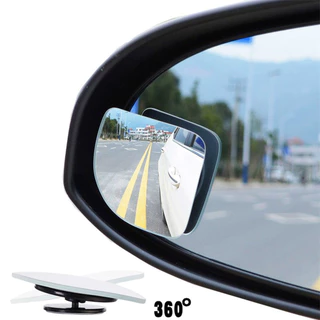 2pcs Espelho Retrovisor De Carro Transparente 360 Giratório Ajustável Com Ponto Cego Convexo Fixo