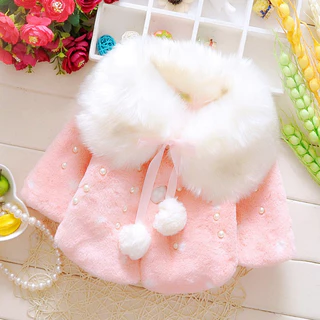 Capa De Bebê Para Meninas Pelo Aquecido Casaco Sobretudo Com Capuz Fofo Uso Externo Traje Inverno