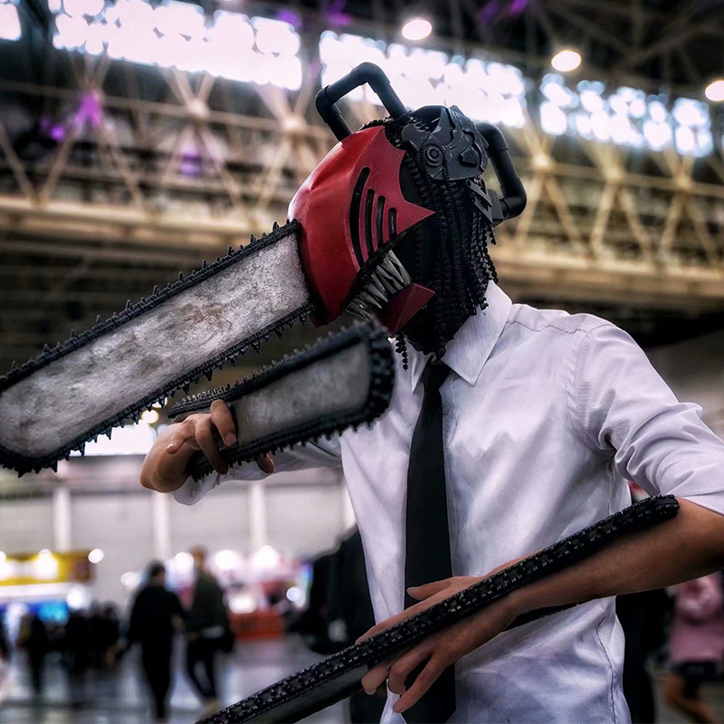 Máscara Chainsaw Man Denji Anime Cosplay Fantasia Latex