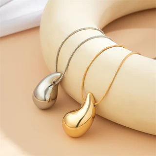 Novo Colar De Aço Inoxidável Cor De Ouro Para Jóias Femininas Metal Vintage Gota D