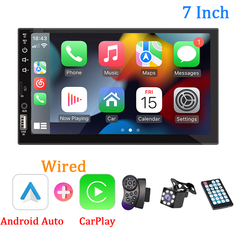 Carplay Multimídia Central Android Auto 7 Polegadas 1 Din MP5 Bluetooth ...