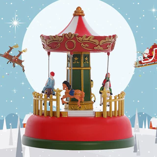 Decorações De Natal Roda Gigante Carrossel Musical Brilhante Com Luzes LED Para Festa De Aniversário De Casamento Valentine's Day Village