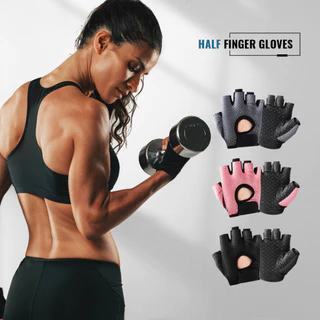 Esportes Fitness Homens E Mulheres Levantamento De Peso Respirável Antiderrapante Silicone Meio Dedo Luvas De Ciclismo