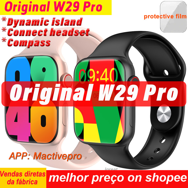 Microwear W29 Pro Smart Watch Men Dynamic Island Bússola Temperatura Corporal Série 9 NFC Jogo Smartwatch