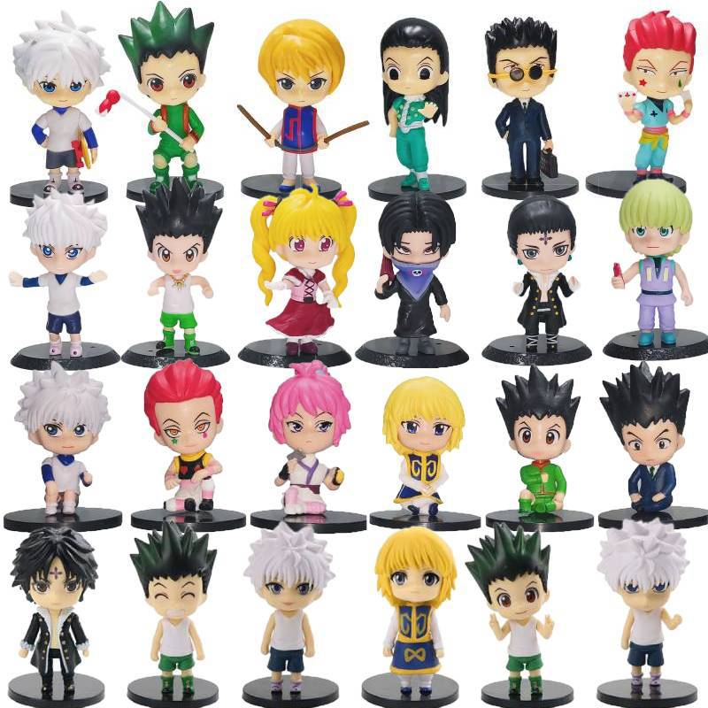 6Pcs/Set 8-10cm Anime Hunter × Figura Gon Freecss Killua Zoldyck Kurapika Q Versão PVC Figuras De Ação Modelo Doll Toys Kids Gifts