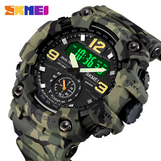 Skmei Relógio masculino esportivo moda analógica de quartzo LED digital multifuncional à prova d