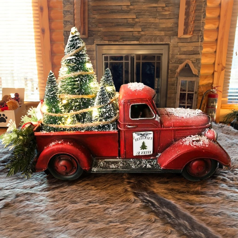 Decorações Árvore De Natal Artesanato Quinta do Automóvel Caminhão Vermelho