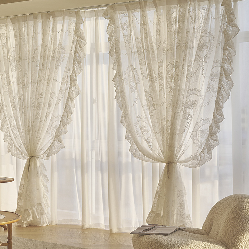 Fórmula Francesa Cortina De Renda Sala De Estar Vintage Light Luxo Tela Da Janela Dos Sonhos