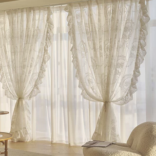 Fórmula Francesa Cortina De Renda Sala De Estar Vintage Light Luxo Tela Da Janela Dos Sonhos