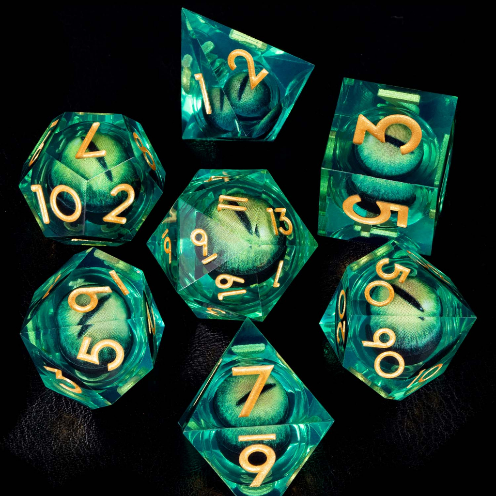 Pcs Beholder S Eye Dice N Cleo De Fluxo L Quido De Dados Preto Azul D E Conjunto De Resina