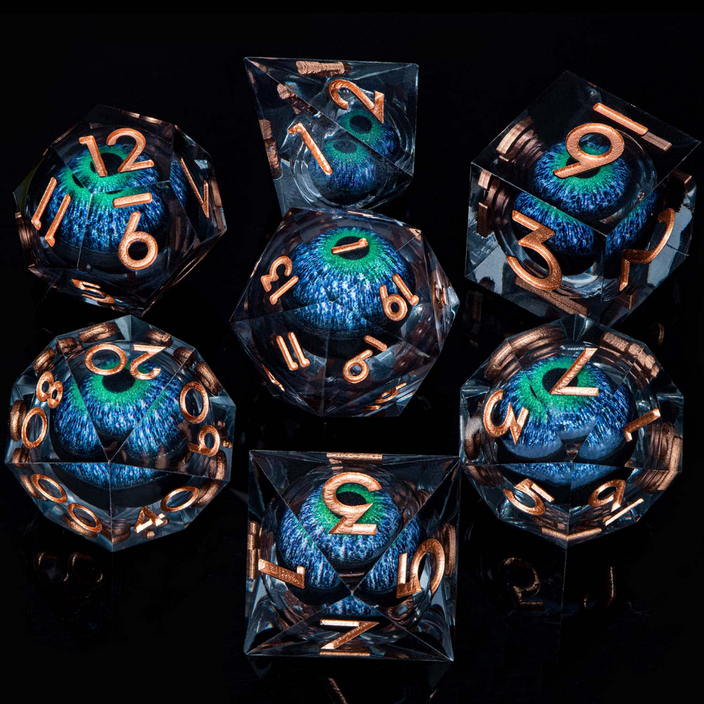 Pcs Beholder S Eye Dice N Cleo De Fluxo L Quido De Dados Preto Azul D