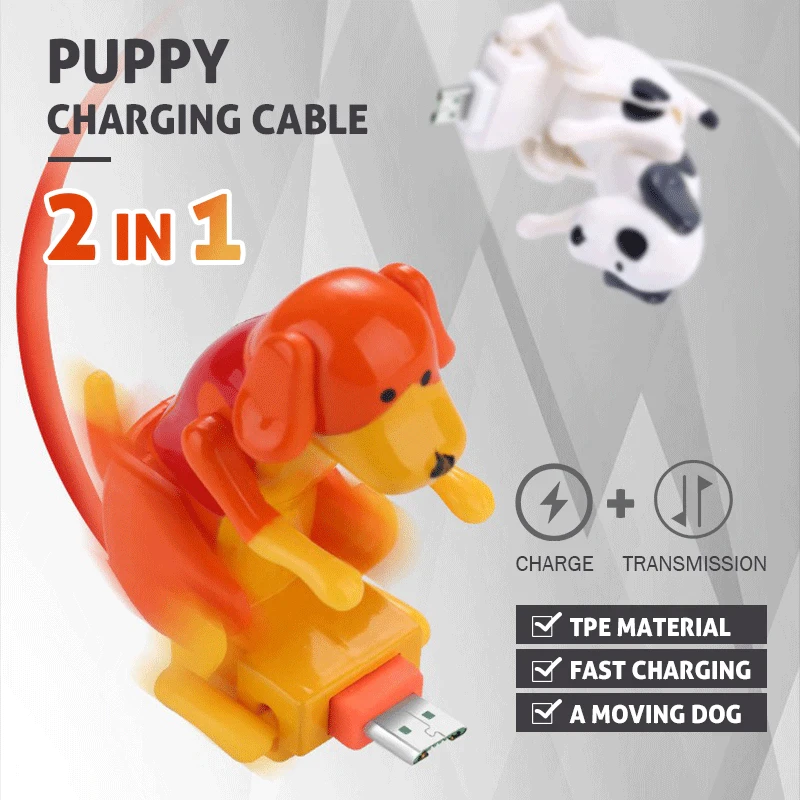 Cabo USB Funny Dog em formato de cachorro para celular miniatura 3