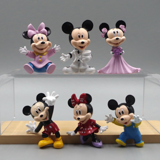 6Pcs/Set Disney Anime Mickey Mouse Clubhouse Minnie Cartoon Q Versão Kawaii Figuras De Ação Em PVC Modelo Doll Toys Kids Gifts