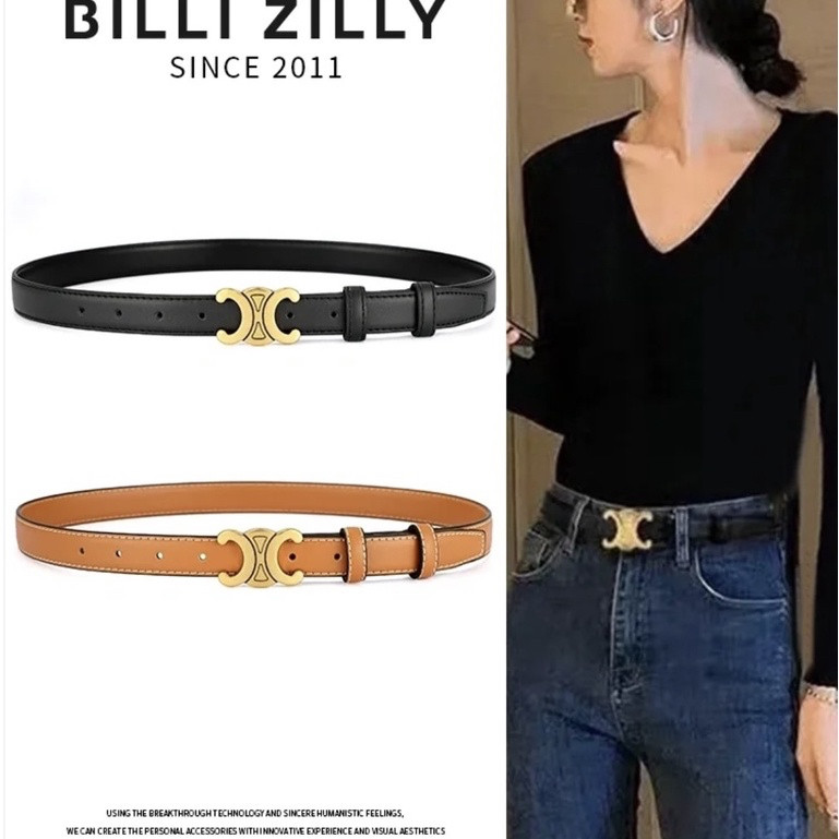 1.3cm/1.8cm / 2.5cm, cinto feminino de marca original francesa, feito de 100% couro, com caixa original
