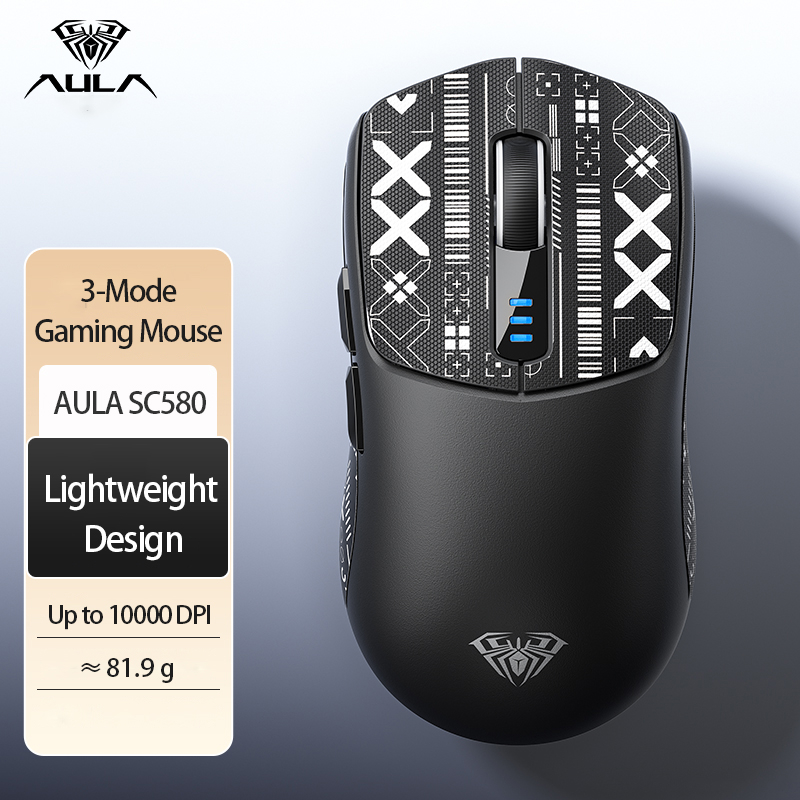 AULA SC580 Mouse Sem Fio Bluetooth/2.4G/Type-C 500mAh Bateria Com Suporte De DPI De 6 Velocidades Para Jogos De Escritório